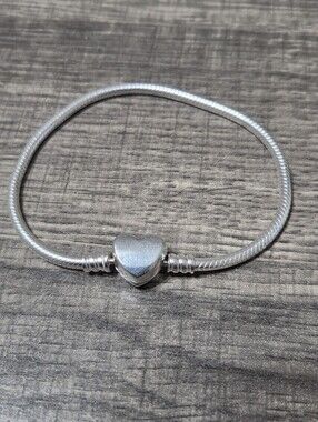 Authentic Pandora Moments Engravable Heart Clasp Snake Chain Bracele